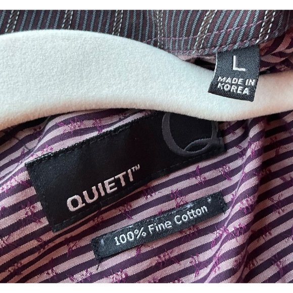 Quieti Mens size Large Button down shirt 100% fine cotton contrast cuff - Picture 8 of 12